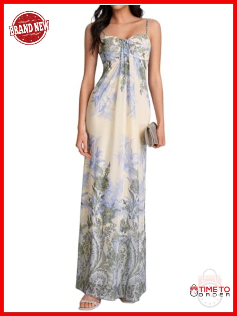 KUTUMAI Summer Floral Maxi Dress Bodycon Sleeveless Wedding Guest